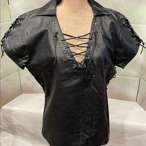 Black leather shirt by Rubio Leather New York